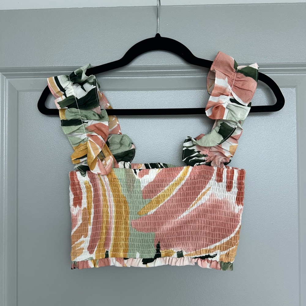 Luxxel Colorful Ruffle Crop Top
